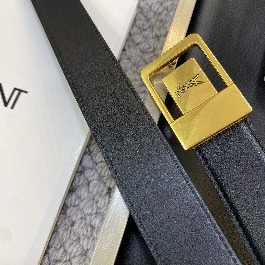 YSL 25S BELT 30 MM IN BLACK CALFSKIN 548093