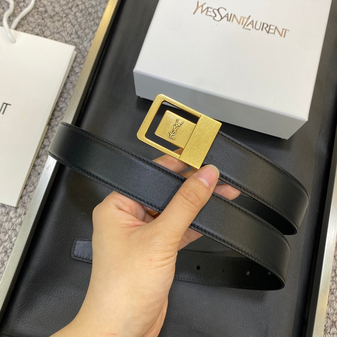 YSL 25S BELT 30 MM IN BLACK CALFSKIN 548093