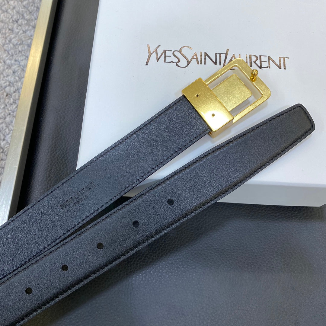 YSL 25S BELT 30 MM IN BLACK CALFSKIN 548093