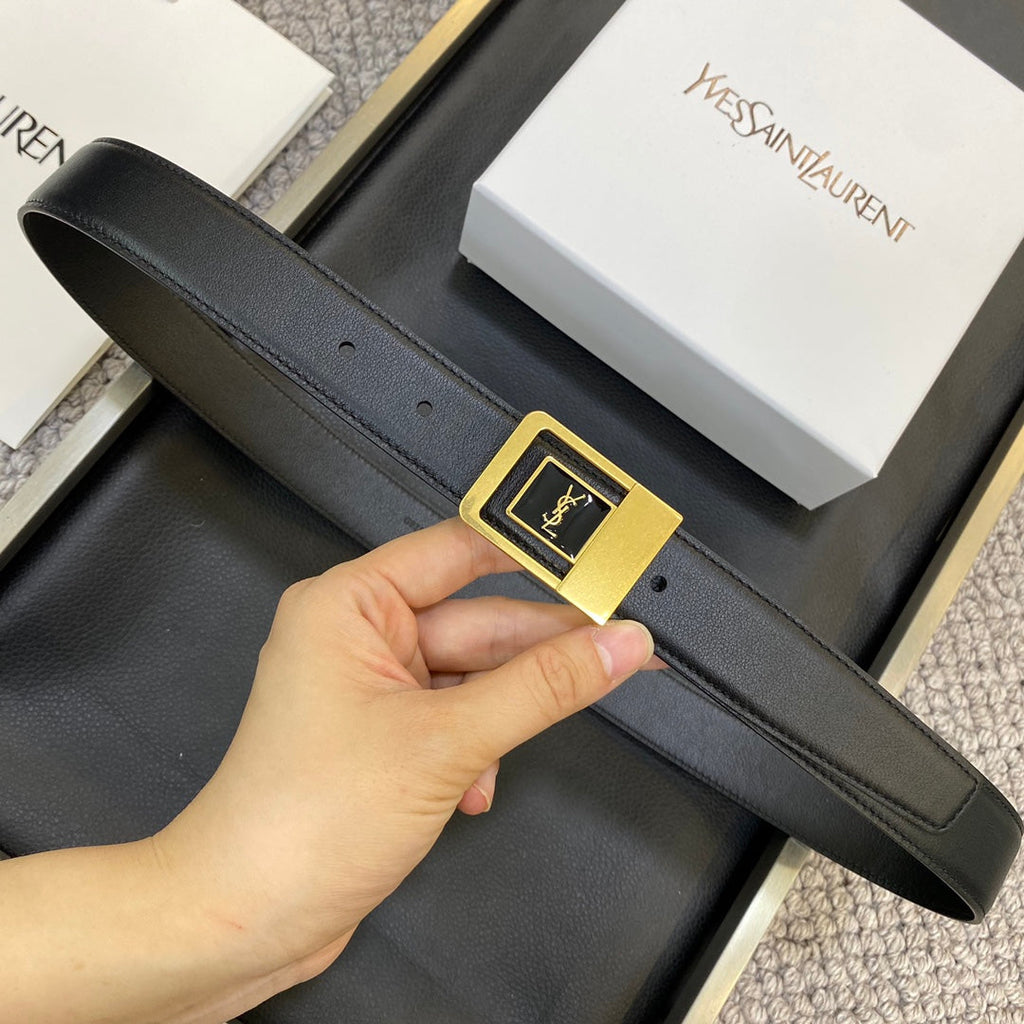 YSL 25S BELT 30 MM IN BLACK CALFSKIN 548094