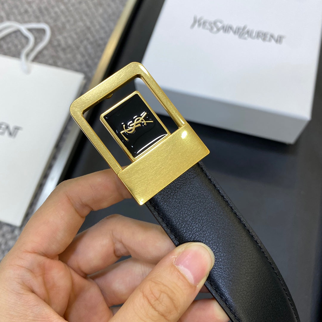 YSL 25S BELT 30 MM IN BLACK CALFSKIN 548093