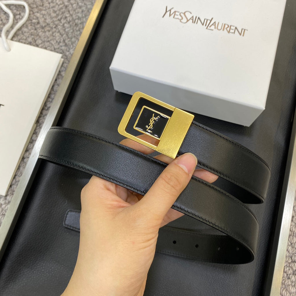 YSL 25S BELT 30 MM IN BLACK CALFSKIN 548094