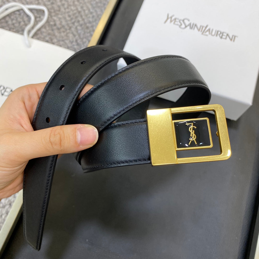 YSL 25S BELT 30 MM IN BLACK CALFSKIN 548094