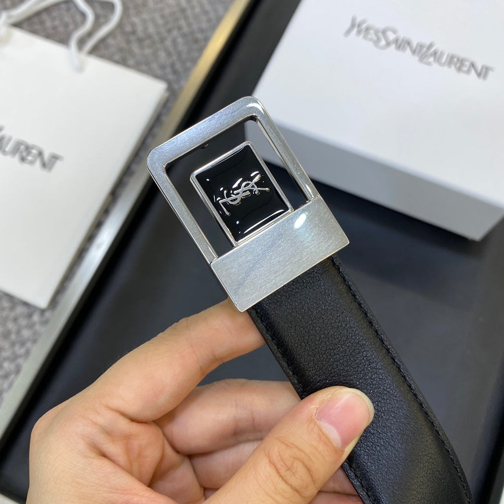 YSL 25S BELT 30 MM IN BLACK CALFSKIN 548095