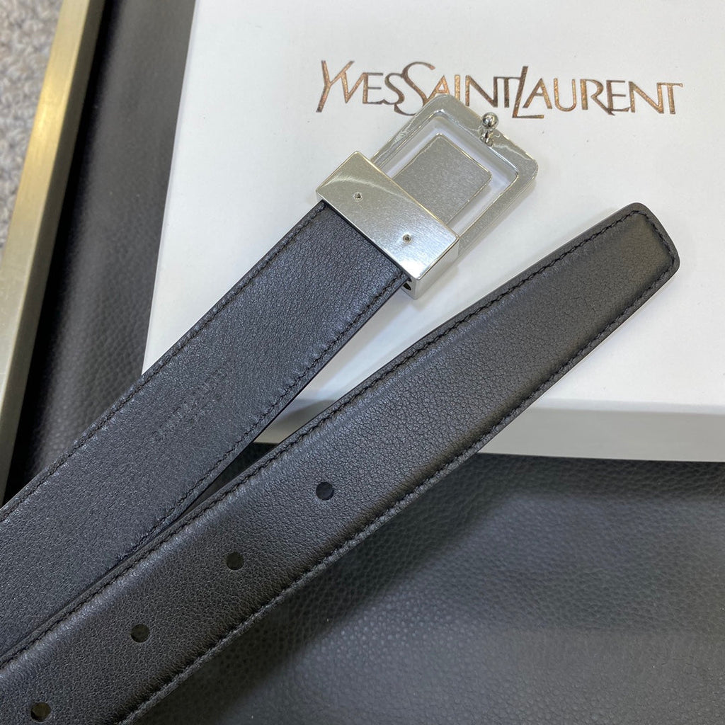 YSL 25S BELT 30 MM IN BLACK CALFSKIN 548095