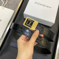YSL 25S BELT 30 MM IN BLACK EMBOSSED CALFSKIN 548098