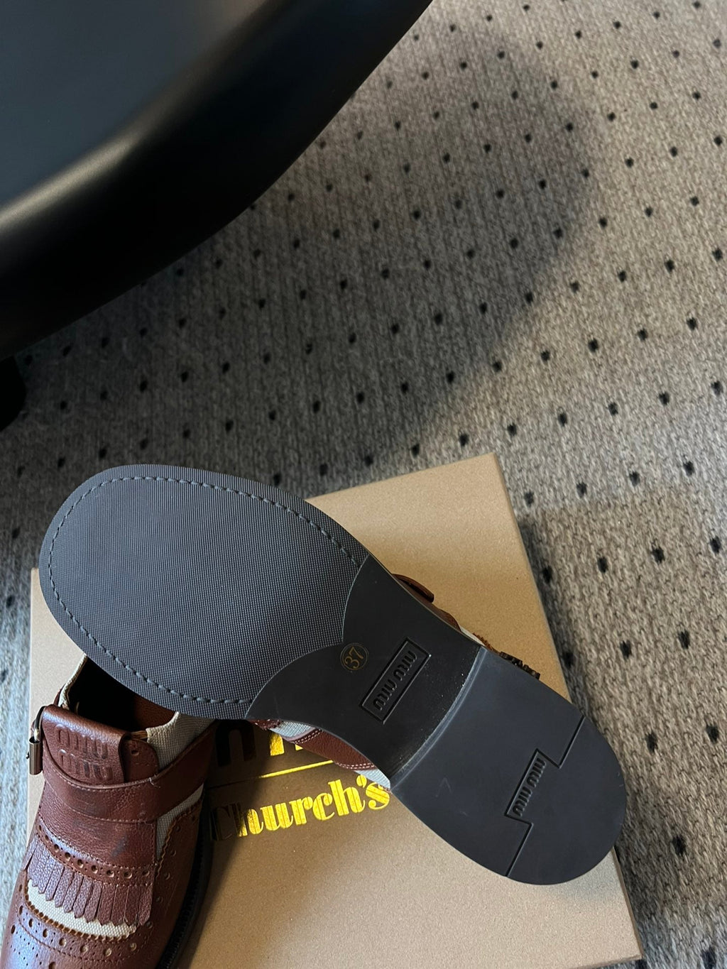 MIUMIU 26S FRINGE BUCKLE LOAFERS IN BROWN CALFSKIN