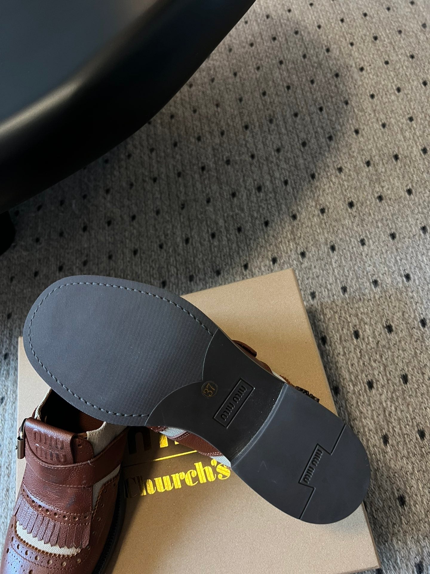 MIUMIU 26S FRINGE BUCKLE LOAFERS IN BROWN CALFSKIN