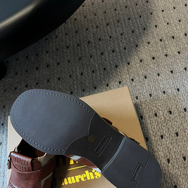MIUMIU 26S FRINGE BUCKLE LOAFERS IN BROWN CALFSKIN