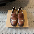 MIUMIU 26S FRINGE BUCKLE LOAFERS IN BROWN CALFSKIN