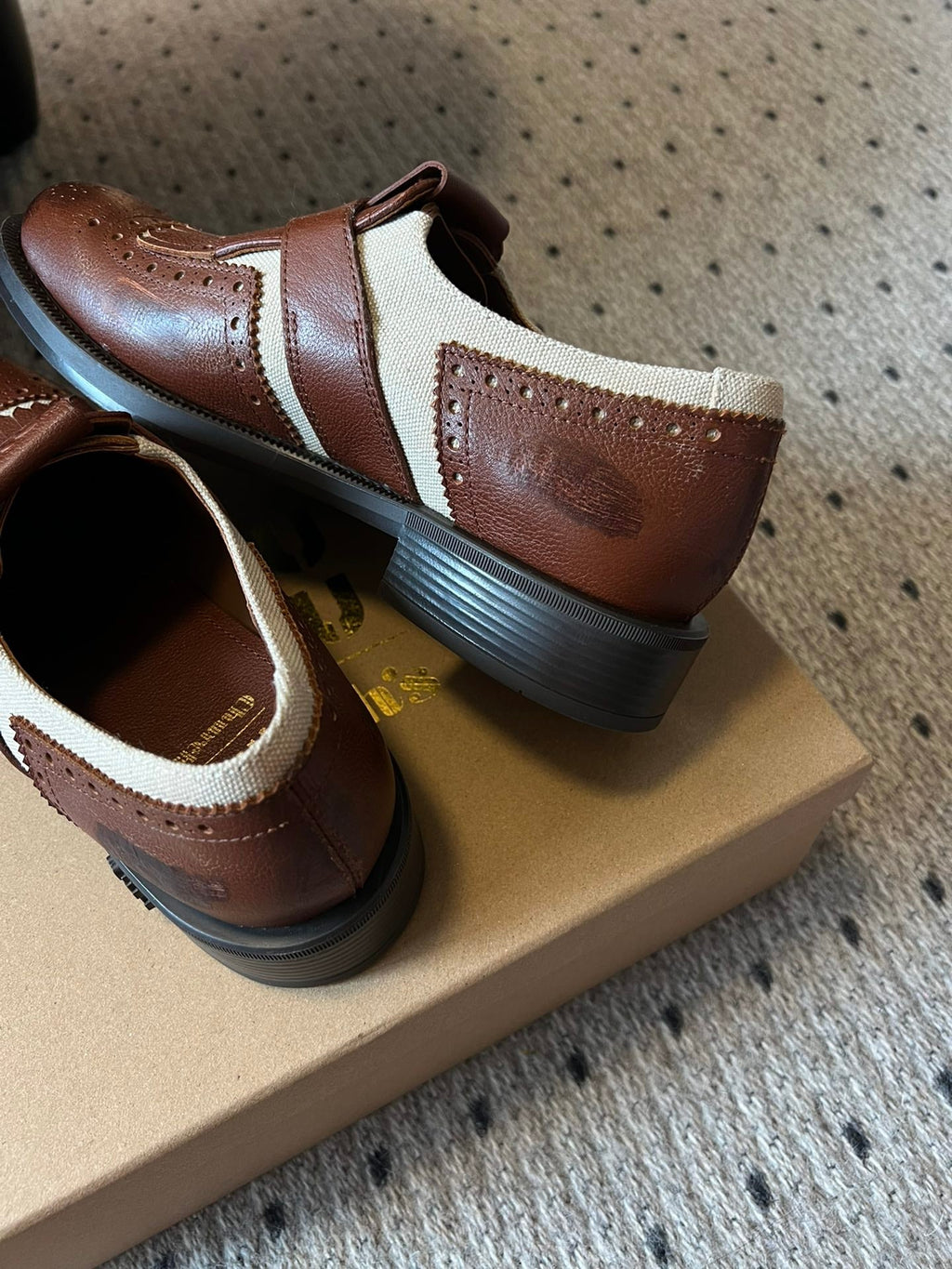 MIUMIU 26S FRINGE BUCKLE LOAFERS IN BROWN CALFSKIN