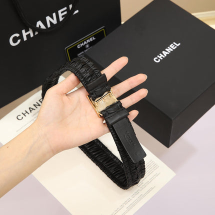 CHANEL 26S BELT 30 MM IN BLACK CALFSKIN 658422