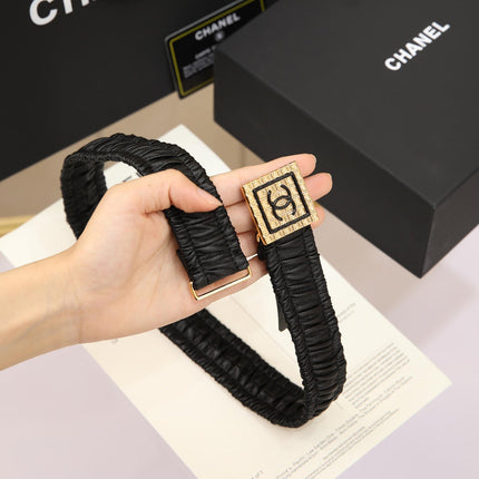 CHANEL 26S BELT 30 MM IN BLACK CALFSKIN 658423