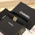 CC 30 MM SQUARE BUCKLE BELT IN BLACK CALFSKIN WITH GOLD MIX BLACK HARDWARE