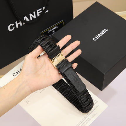 CHANEL 26S BELT 30 MM IN BLACK CALFSKIN 658425