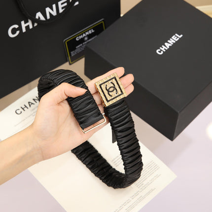 CHANEL 26S BELT 30 MM IN BLACK CALFSKIN 658425