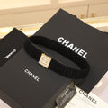 CC 30 MM SQUARE BUCKLE BELT IN BLACK SUEDE WITH GOLD HARDWARE