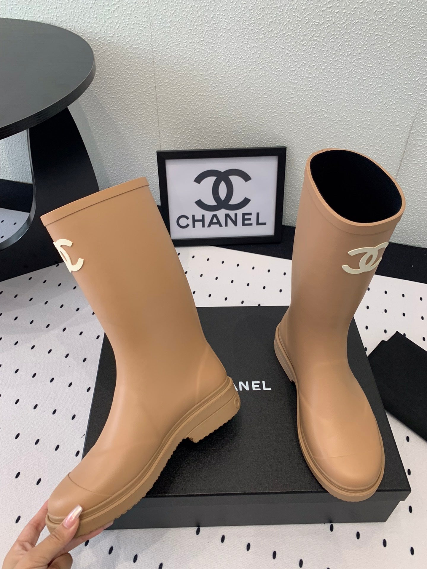 cc rainboot chanel cream coler