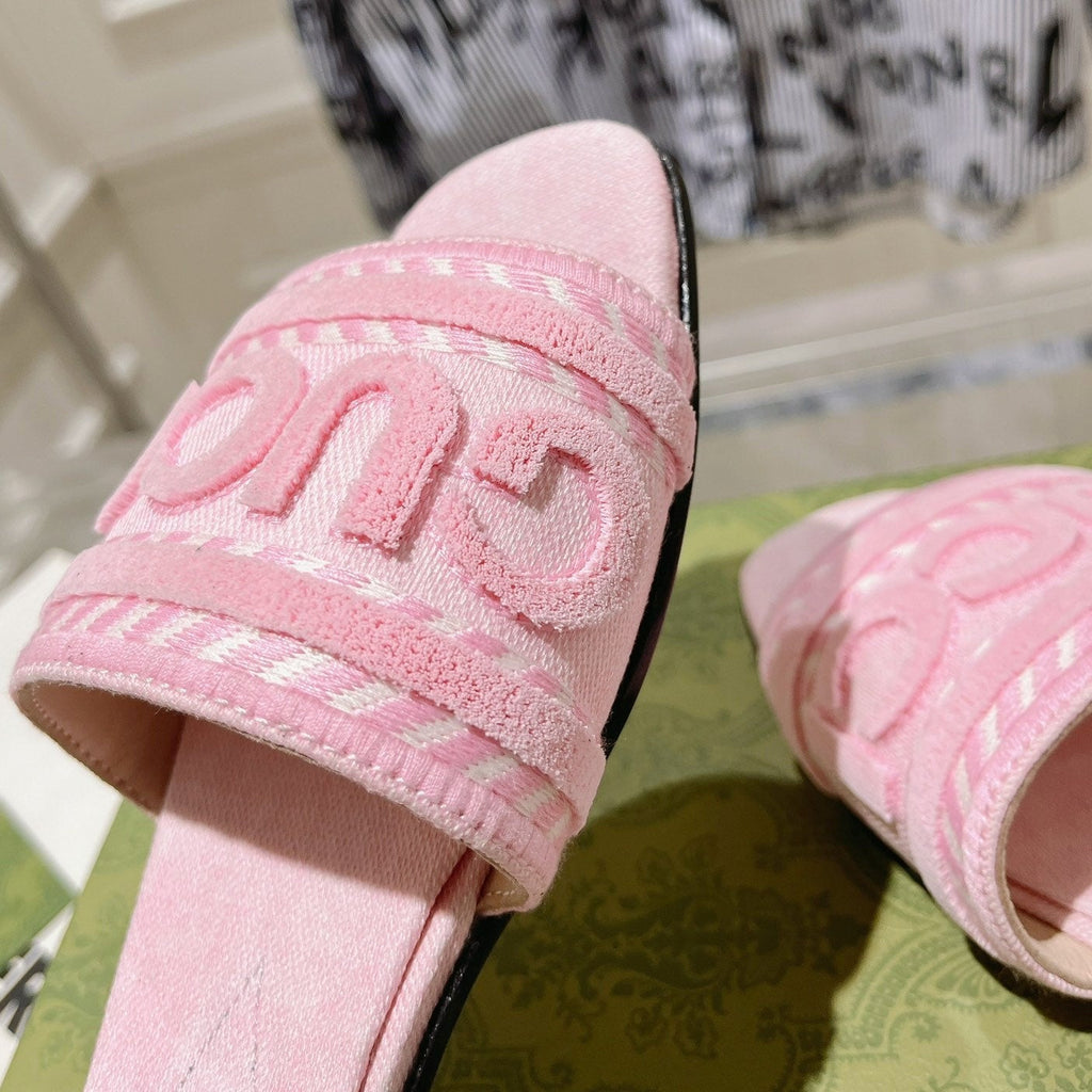 GG  Interlocking double G hollow slippers PInk Rose