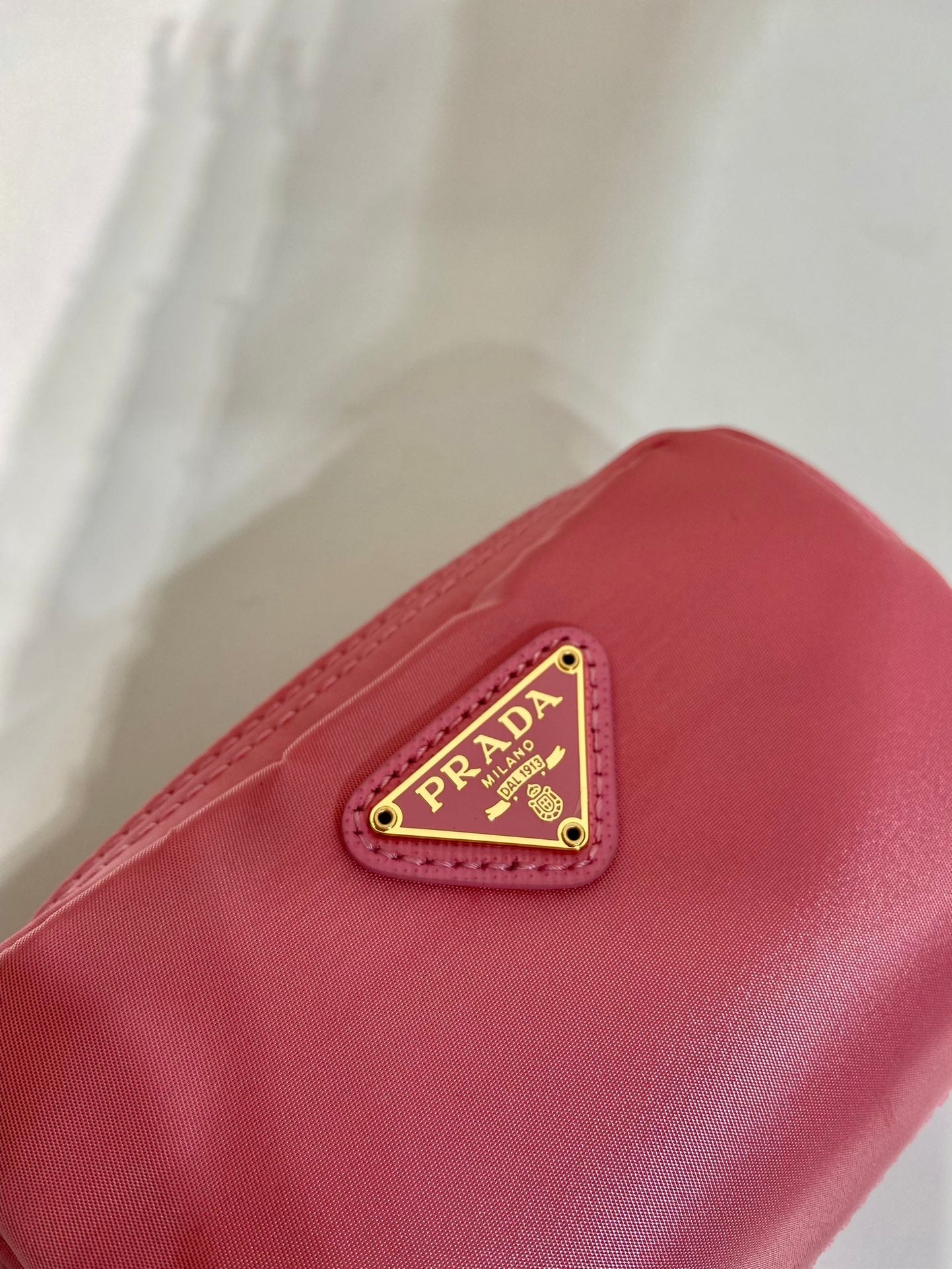 PRADA 26S HANDBAG 12 IN PINK NYLON