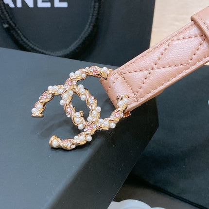 CHANEL 26S BELT 20 MM IN LIGHT PINK CALFSKIN 655205