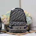 DIOR 26S TRAVEK BACKPACK 23 IN BLUE OBLIQUE JACQUARD
