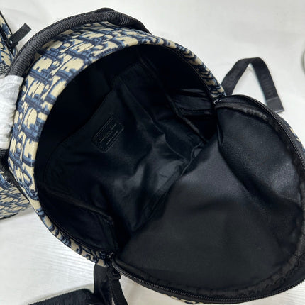 DIOR 26S TRAVEK BACKPACK 23 IN BLUE OBLIQUE JACQUARD
