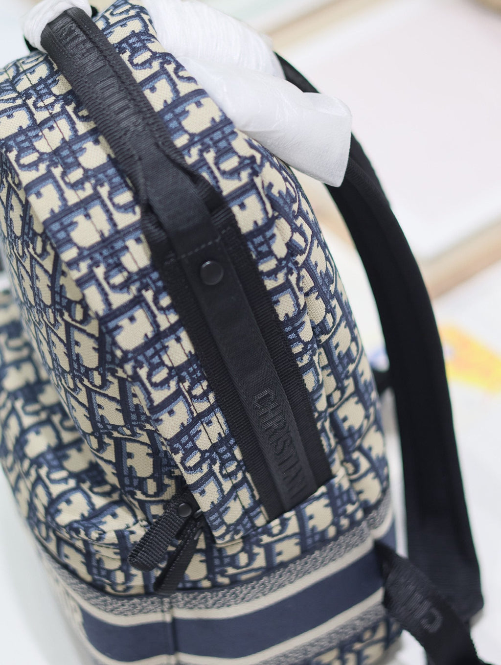 DIOR 26S TRAVEK BACKPACK 23 IN BLUE OBLIQUE JACQUARD