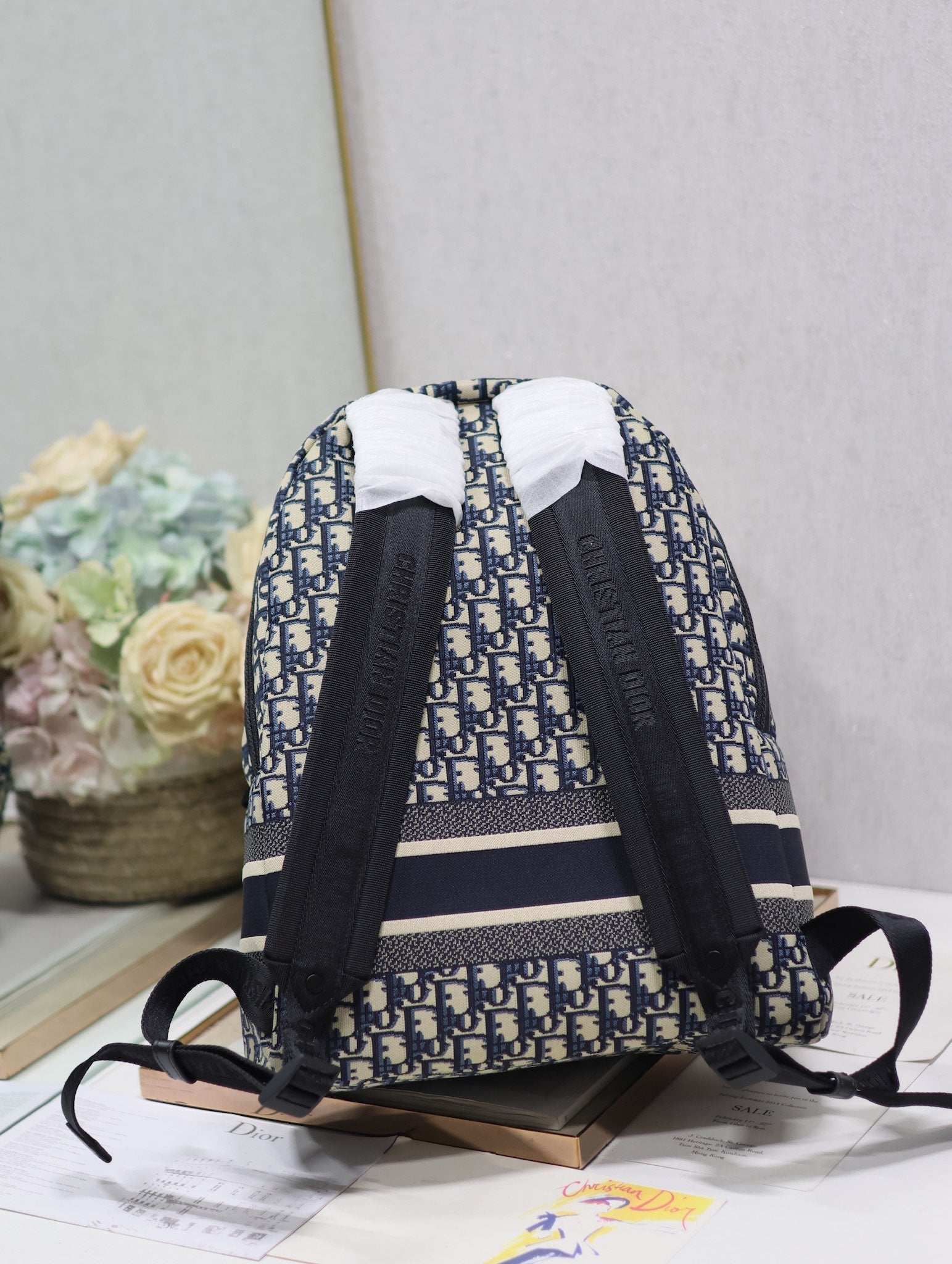 DIOR 26S TRAVEK BACKPACK 35 IN BLUE OBLIQUE JACQUARD