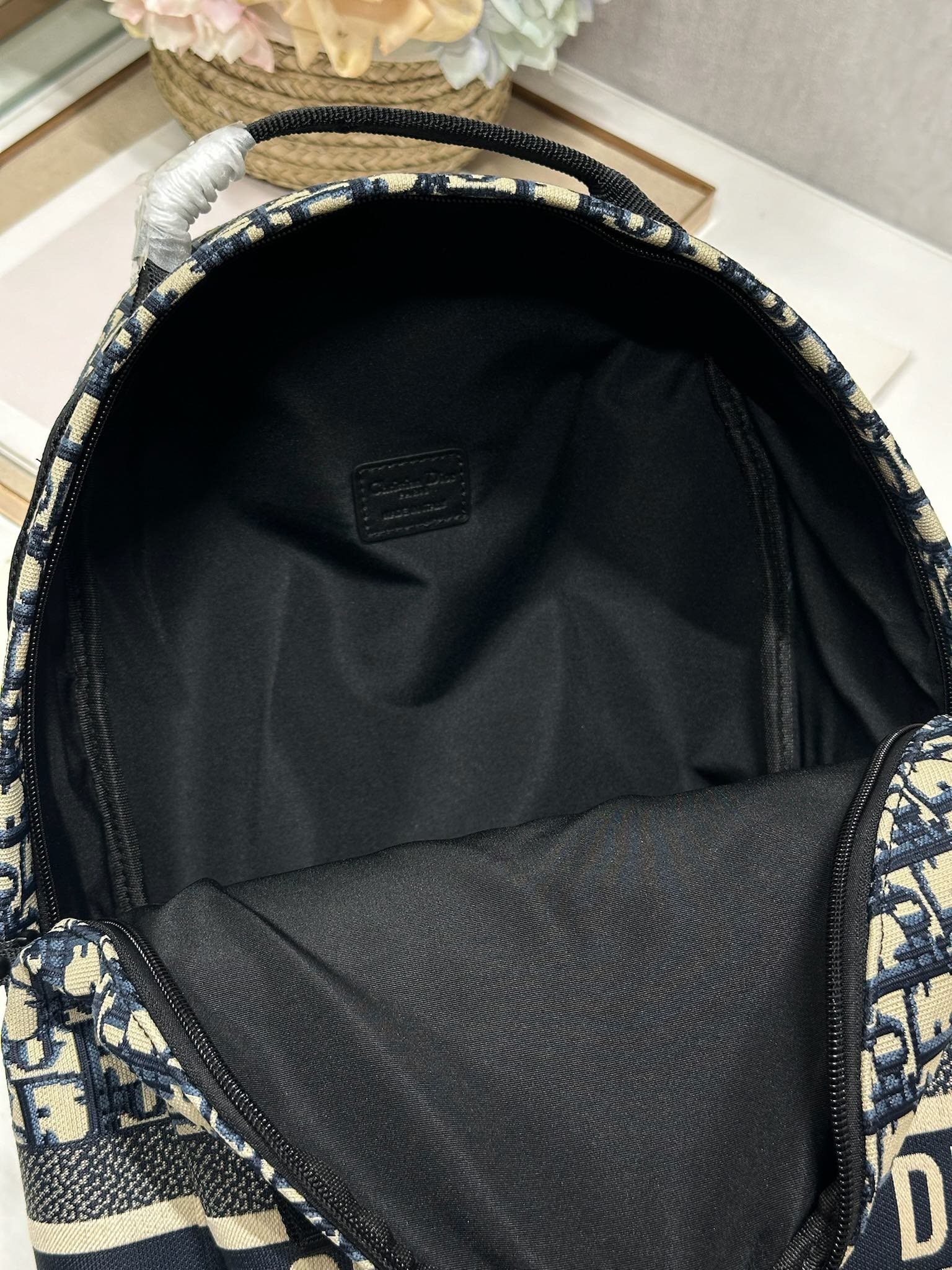 DIOR 26S TRAVEK BACKPACK 35 IN BLUE OBLIQUE JACQUARD