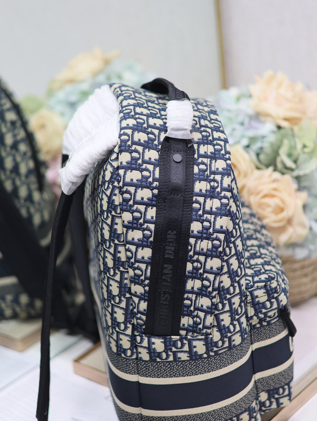 DIOR 26S TRAVEK BACKPACK 35 IN BLUE OBLIQUE JACQUARD