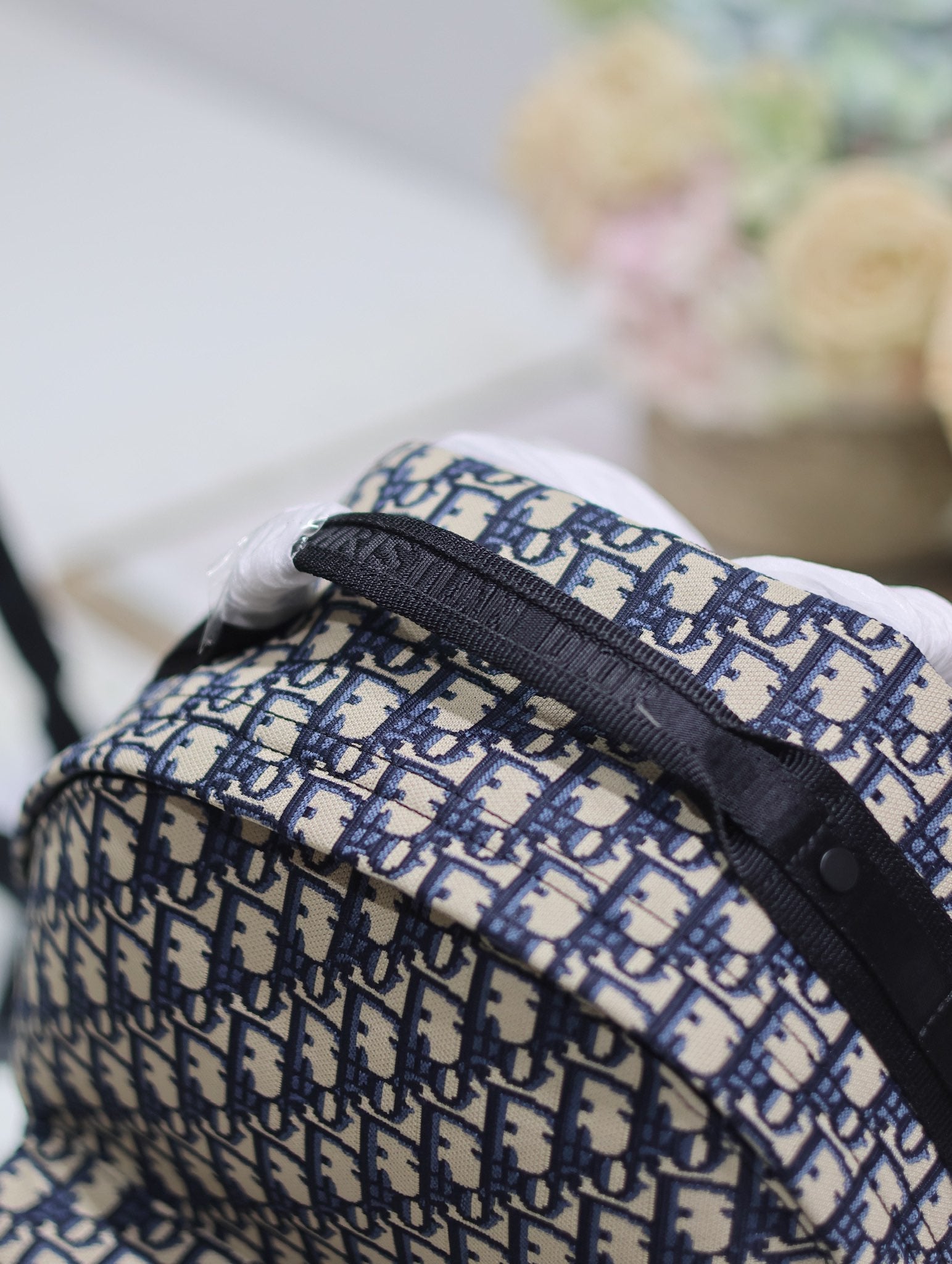 DIOR 26S TRAVEK BACKPACK 35 IN BLUE OBLIQUE JACQUARD