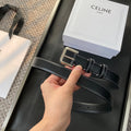 BELT 25MM IN BLACK REVERSIBLE ITALIAN CALFSKIN WITH VINTAGE SILVER BUCKLE WHITE STITCHING