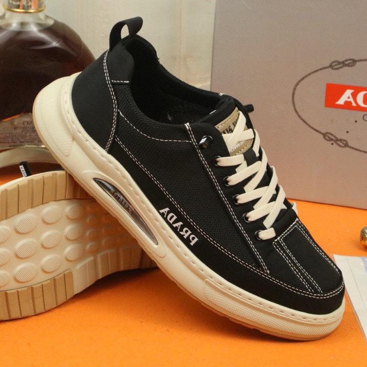 PRA SNEAKER IN BLACK MIX WHITE MESH FABRIC AND SUEDE