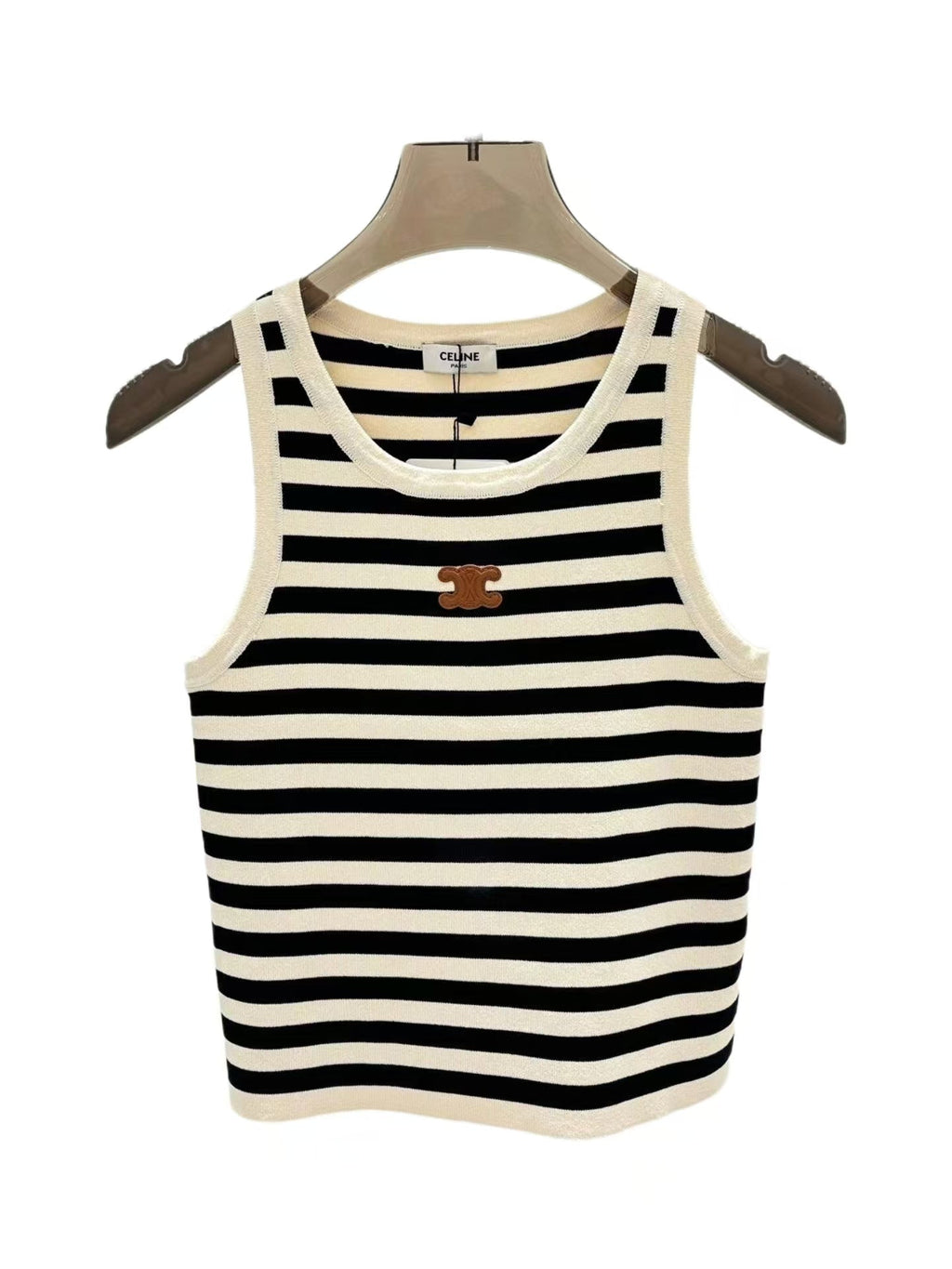 Celin Black Beige Stripe Tank Top