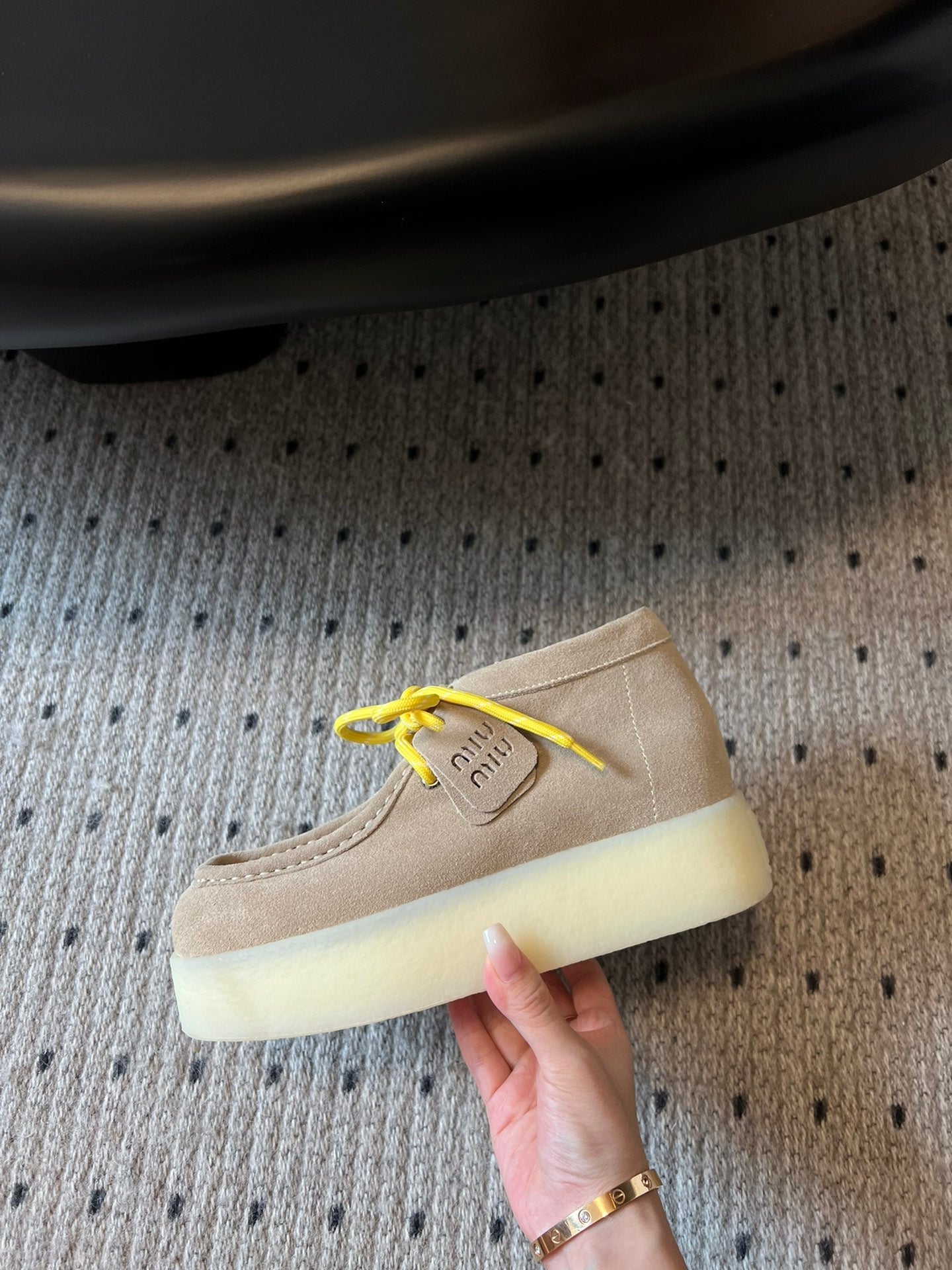 MIUMIU 26S CHUKKA BOOTS IN LIGHT BROWN SUEDE