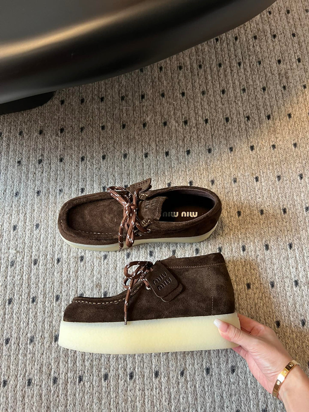 MIUMIU 26S CHUKKA BOOTS IN DARK BROWN SUEDE