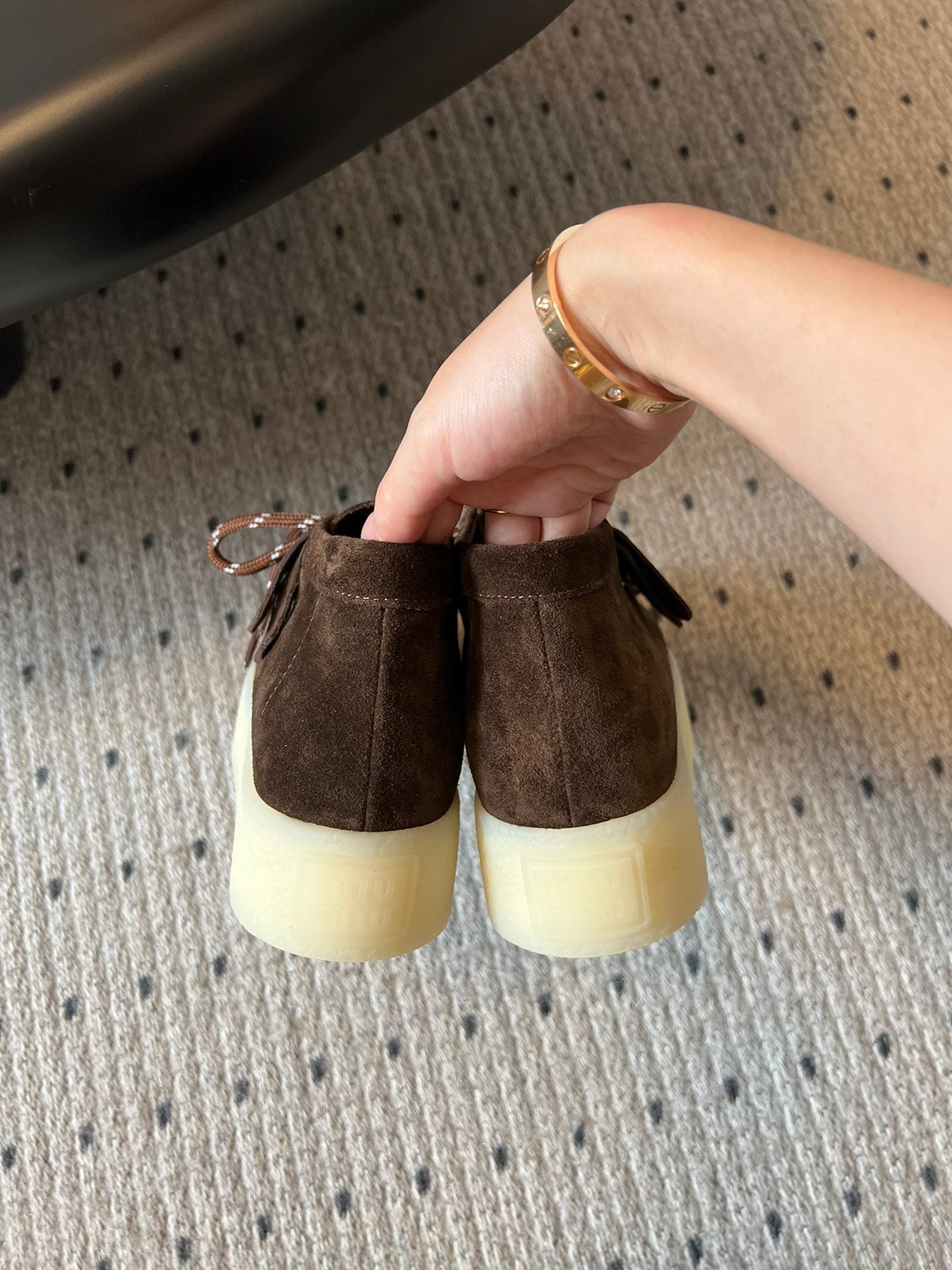 MIUMIU 26S CHUKKA BOOTS IN DARK BROWN SUEDE