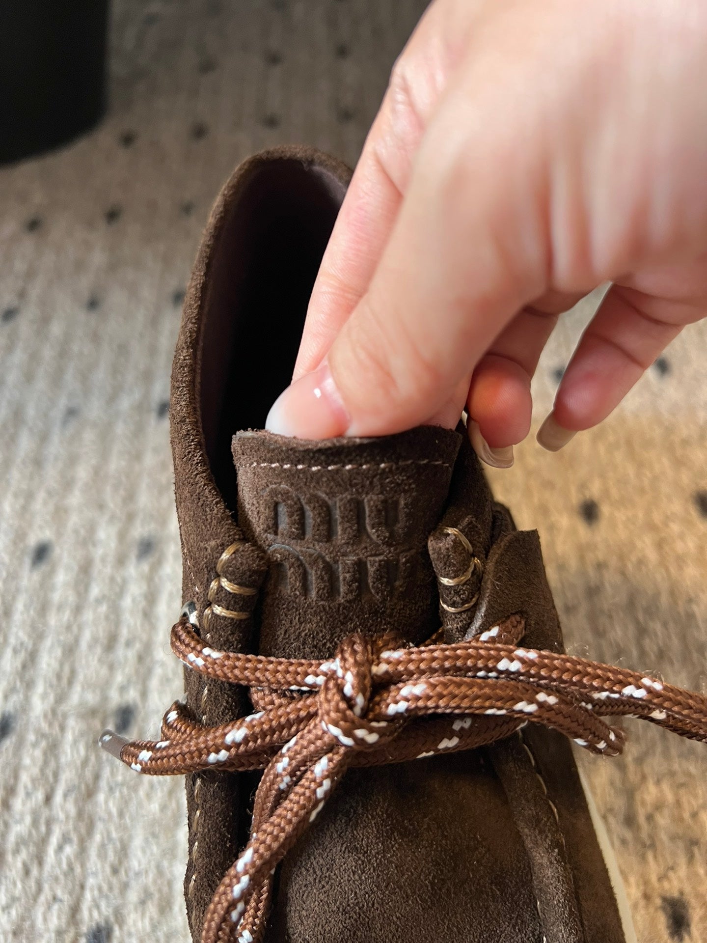 MIUMIU 26S CHUKKA BOOTS IN DARK BROWN SUEDE
