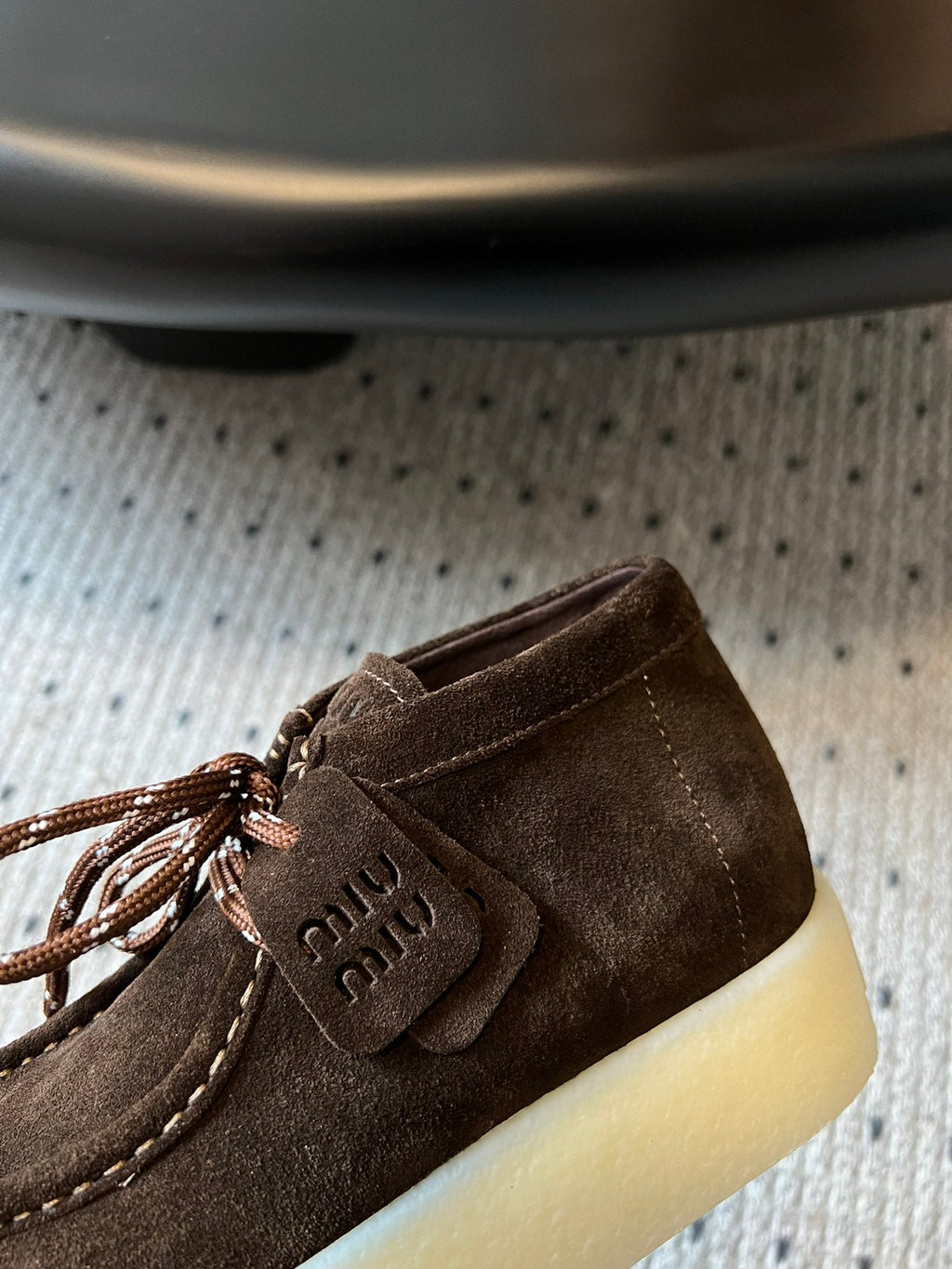 MIUMIU 26S CHUKKA BOOTS IN DARK BROWN SUEDE