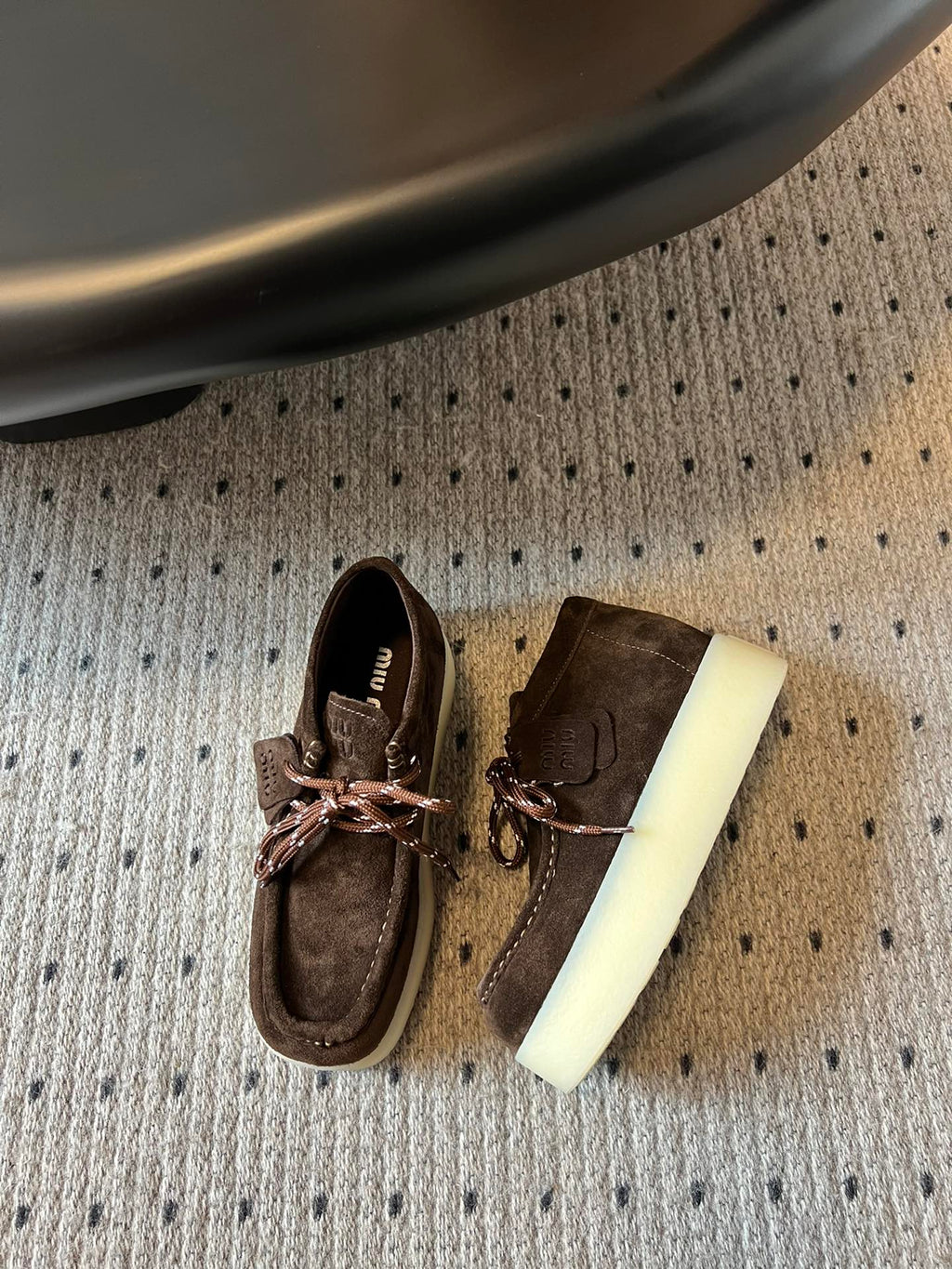 MIUMIU 26S CHUKKA BOOTS IN DARK BROWN SUEDE