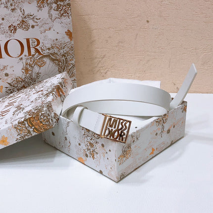 DIOR 26S BELT 25 MM IN WHITE CALFSKIN 655082