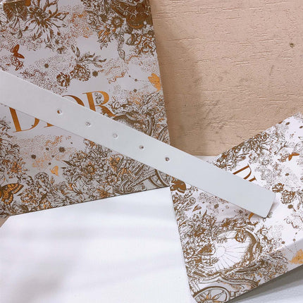 DIOR 26S BELT 25 MM IN WHITE CALFSKIN 655082