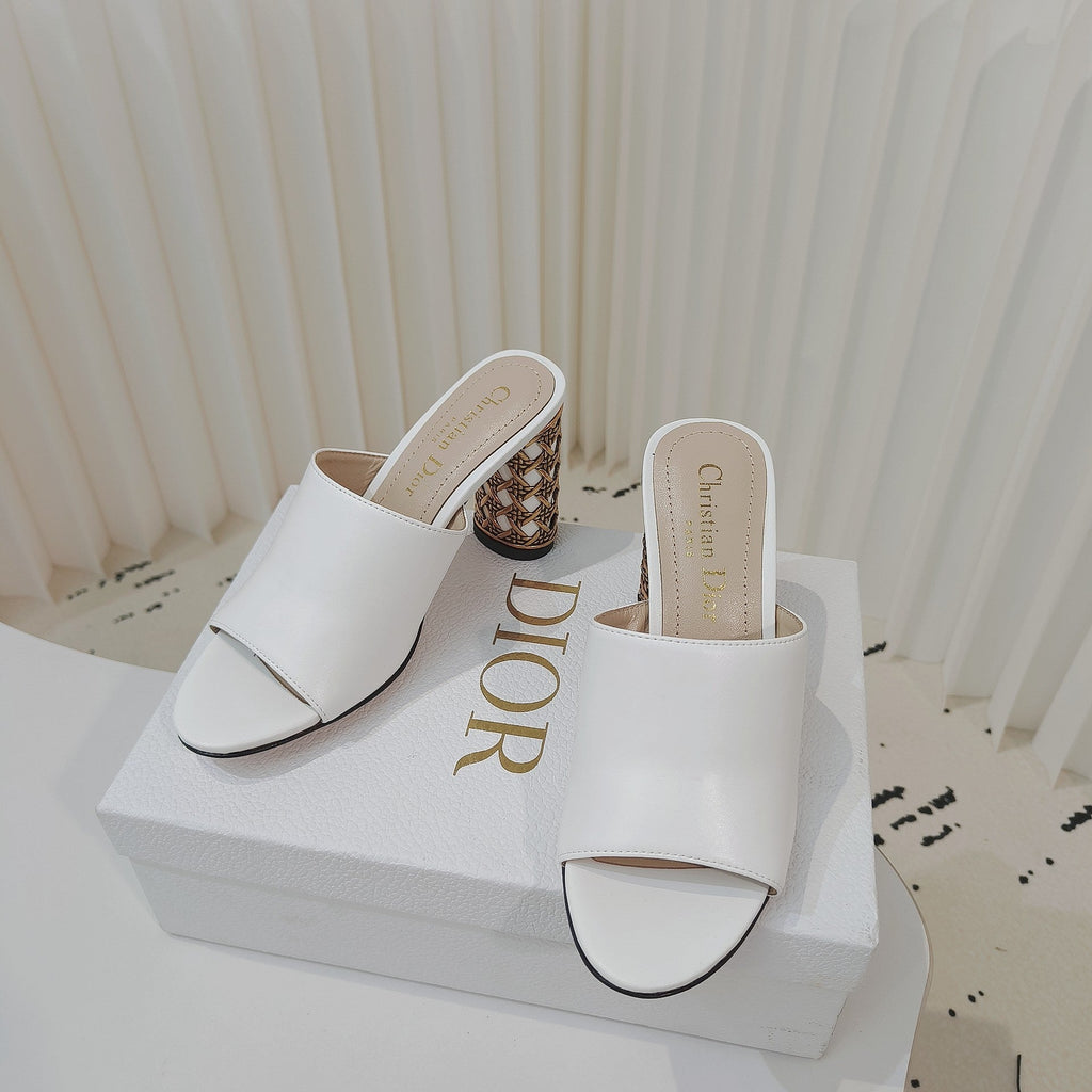 DIOR 26S WIDE-STRAP MULES 80 MM IN WHITE SMOOTH CALFSKIN
