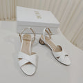 DIOR 26S METALLIC-HEEL SANDALS 40 MM IN WHITE LAMBSKIN