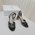 DIOR 26S METALLIC-HEEL SANDALS 80 MM IN BLACK LAMBSKIN