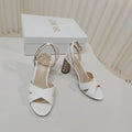 DIOR 26S METALLIC-HEEL SANDALS 80 MM IN WHITE LAMBSKIN