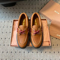 MIUMIU 26S CHUNKY SOLE LOAFERS IN TAN BROWN CALFSKIN