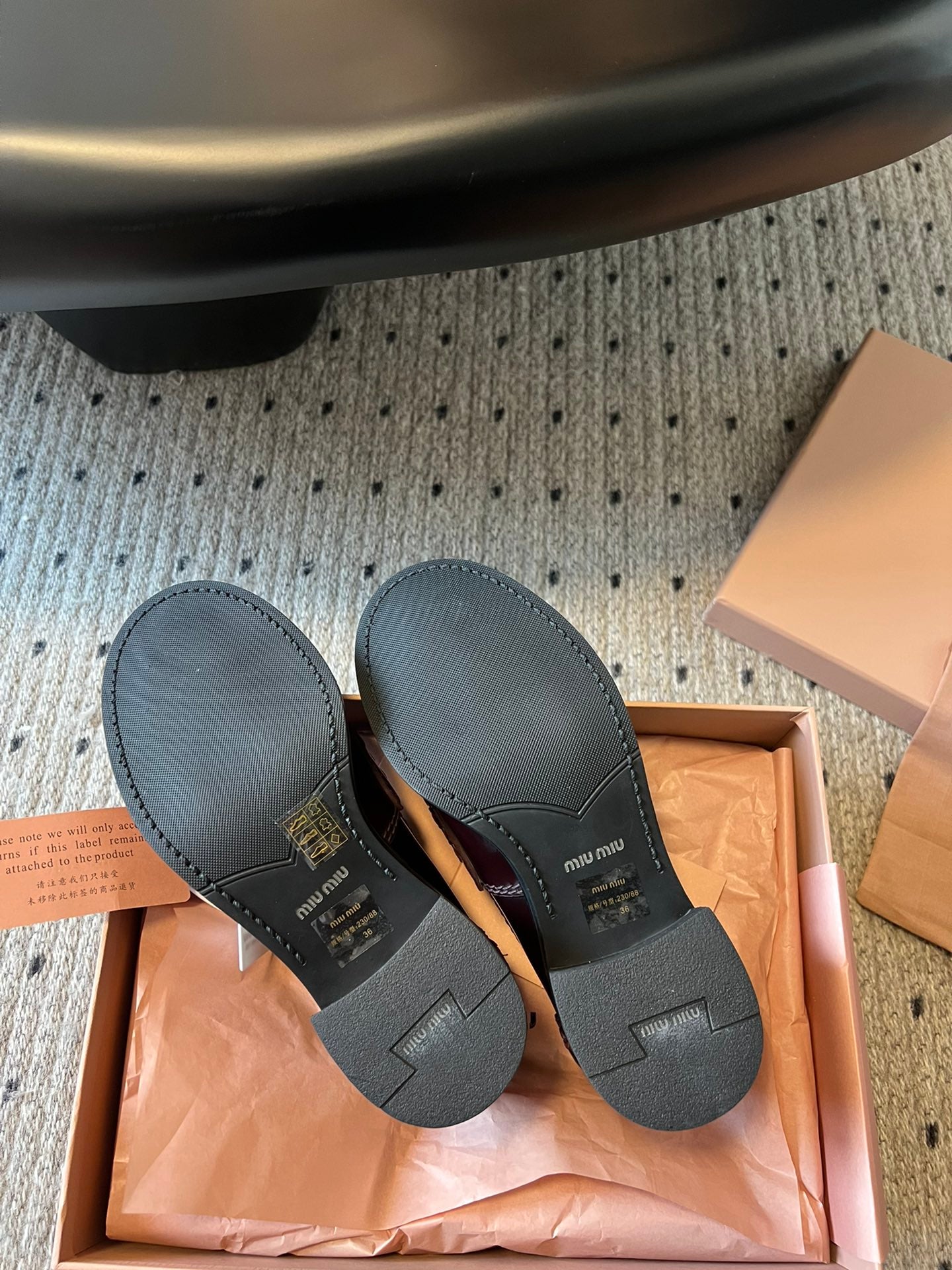 MIUMIU 26S LOAFERS 60MM IN BURGUNDY BROWN SHINY CALFSKIN