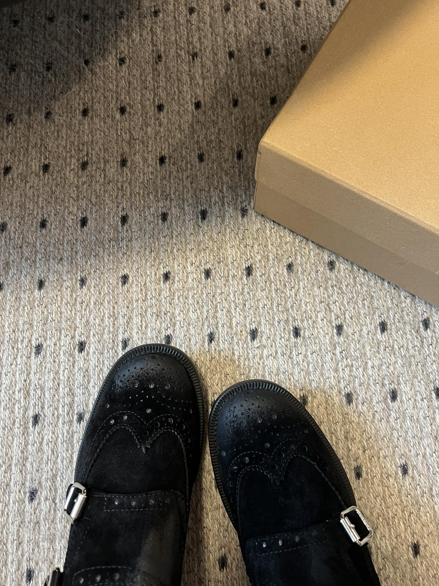 MIUMIU 26S LACE-UP BROGUE LOAFERS IN BLACK SUEDE